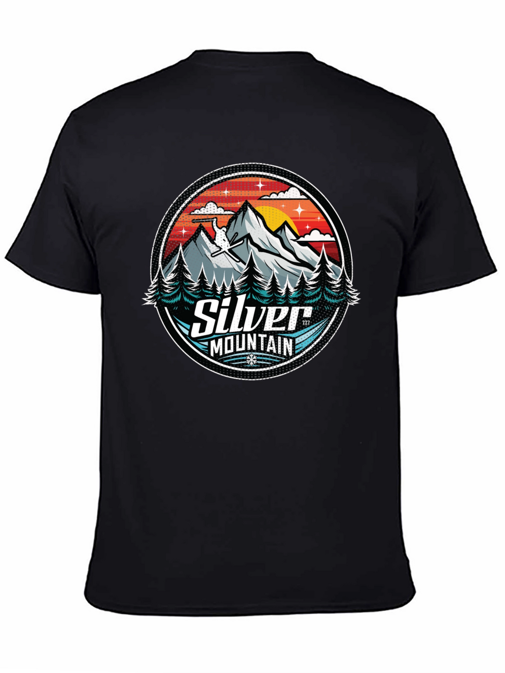 Silver Mountain Graphic Tee - Black Cotton Blend