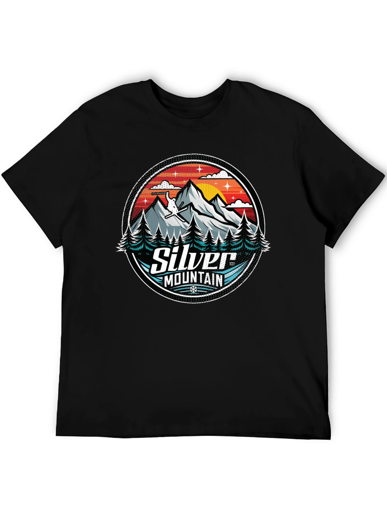 Silver Mountain Graphic Tee - Black Cotton Blend