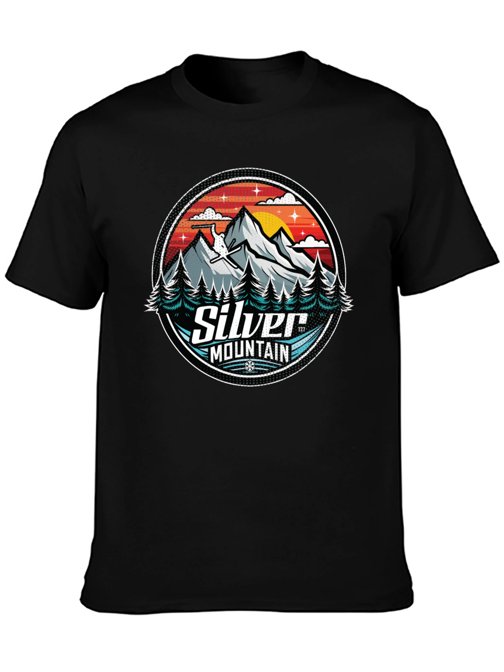 Silver Mountain Graphic Tee - Black Cotton Blend