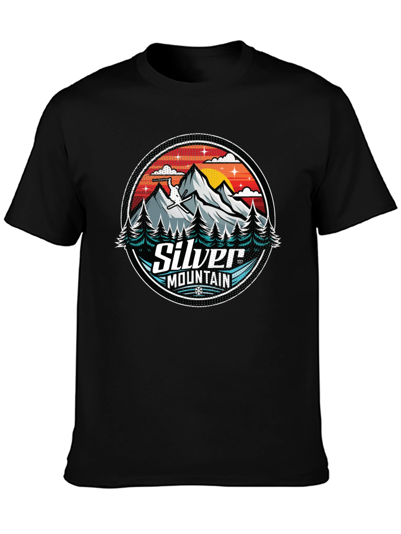Silver Mountain Graphic Tee - Black Cotton Blend