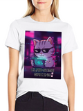 Claw-some Gaming Cat Graphic T-Shirt