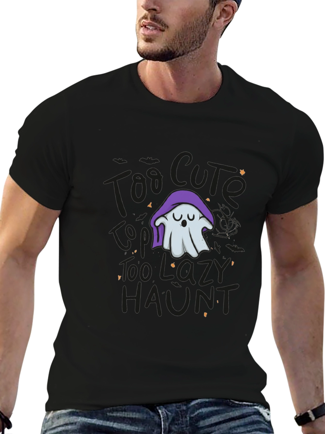 Lazy Ghost Graphic Tee - Halloween Comfort