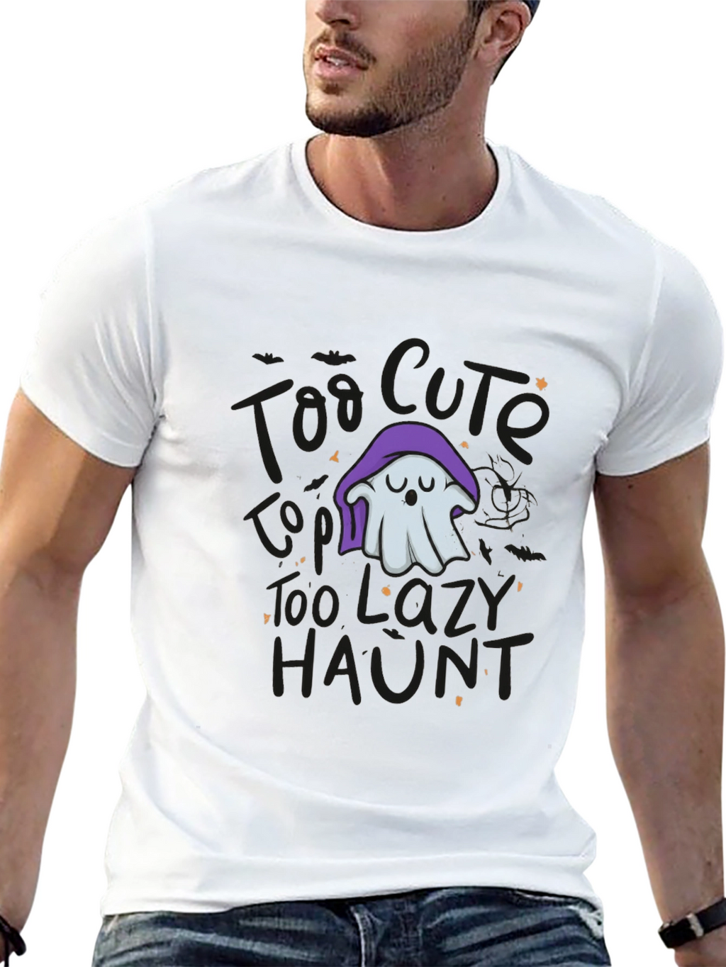 Lazy Ghost Graphic Tee - Halloween Comfort