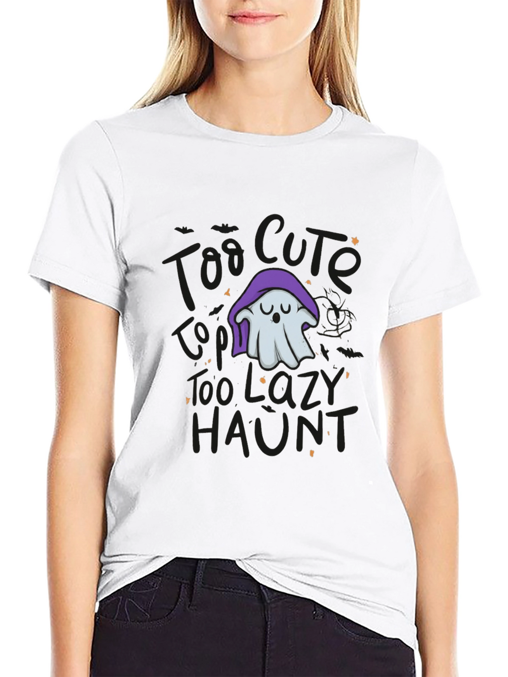 Lazy Ghost Graphic Tee - Halloween Comfort