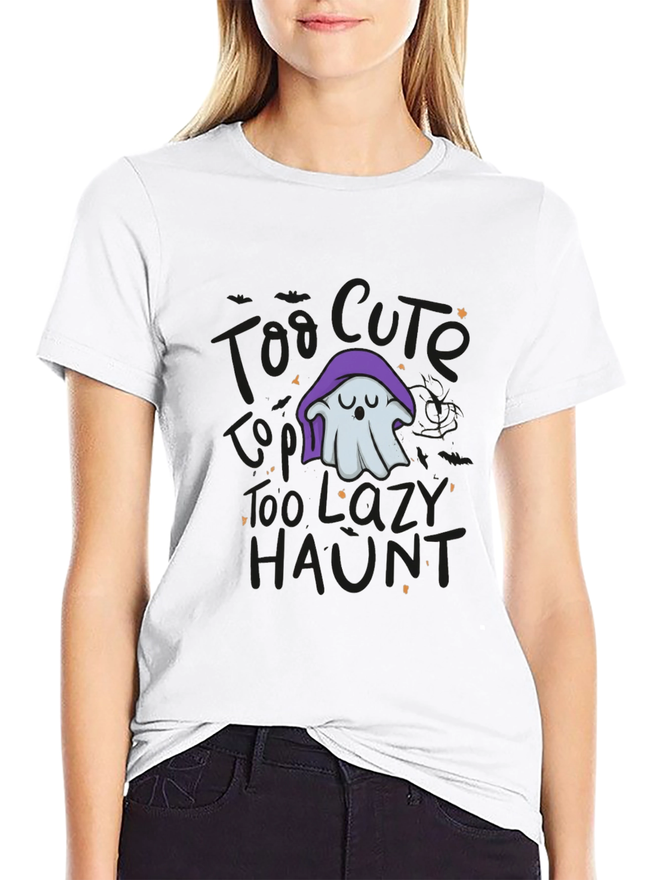 Lazy Ghost Graphic Tee - Halloween Comfort