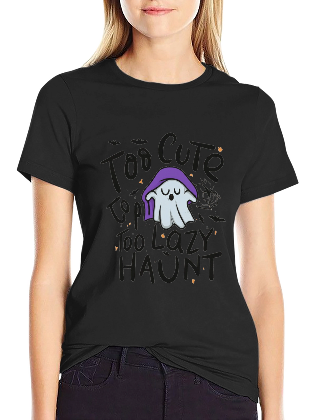 Lazy Ghost Graphic Tee - Halloween Comfort