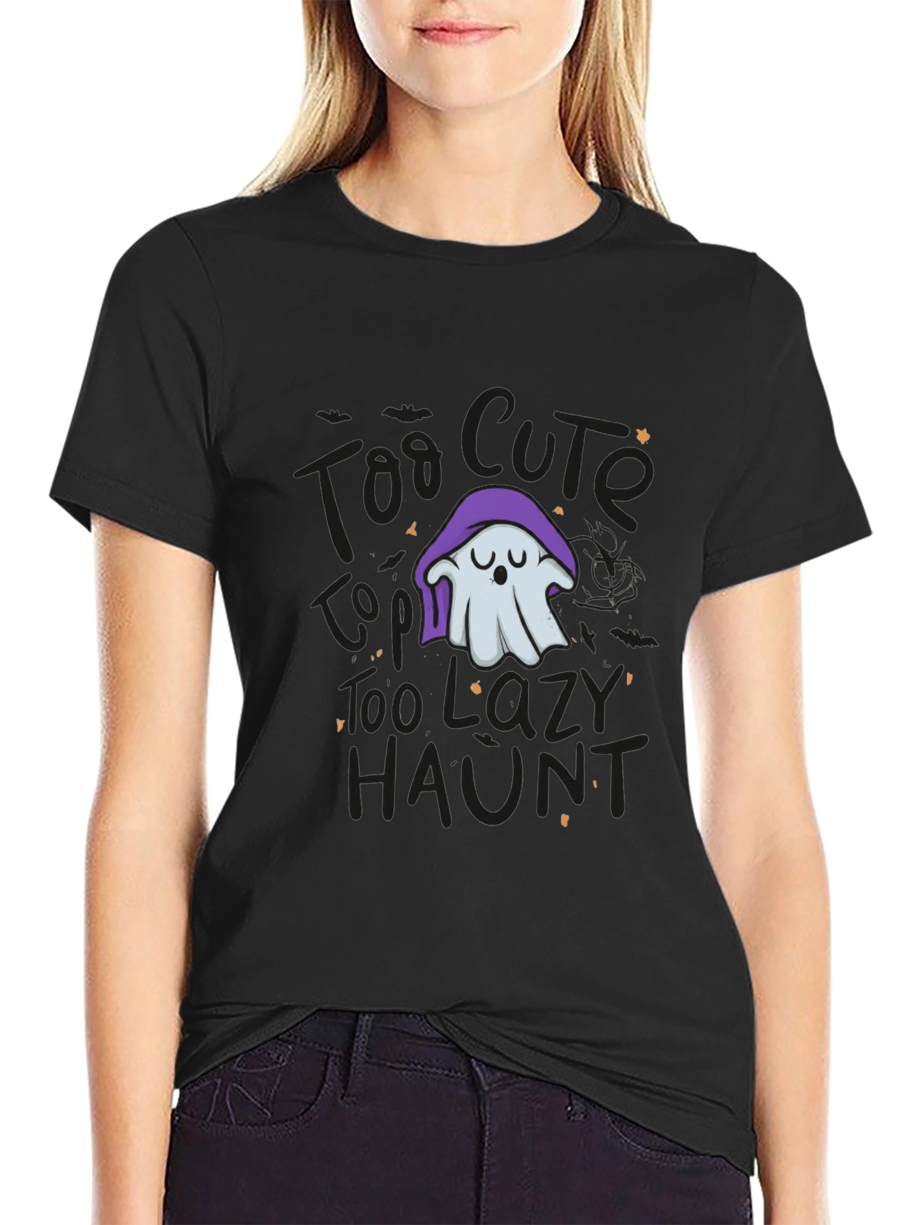 Lazy Ghost Graphic Tee - Halloween Comfort