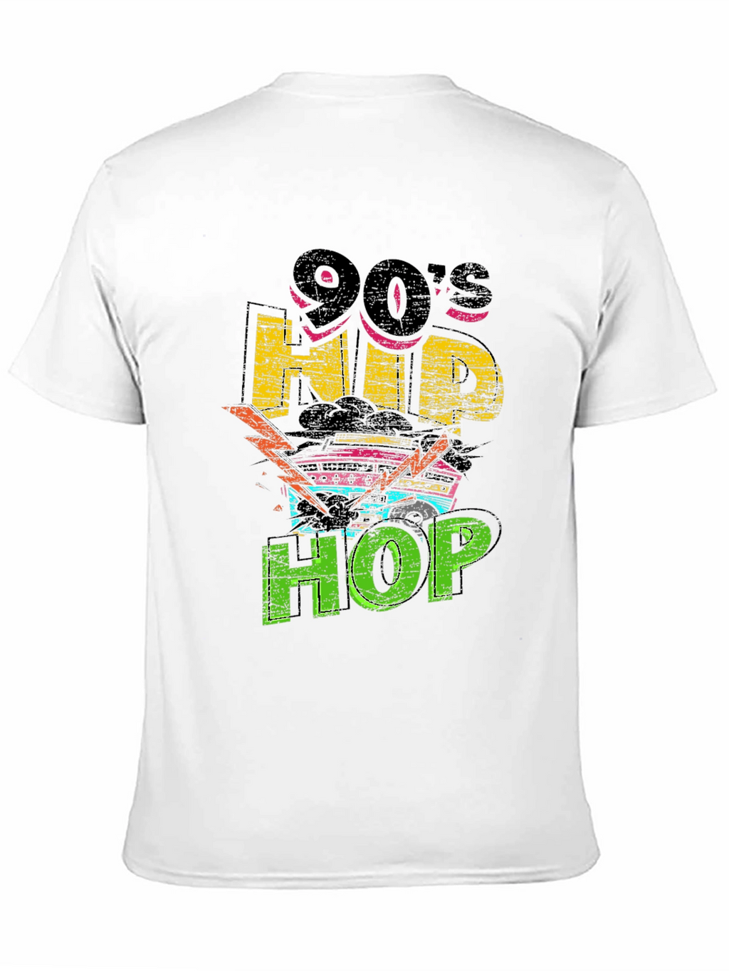 90s Hip Hop Graphic Print Black T-Shirt