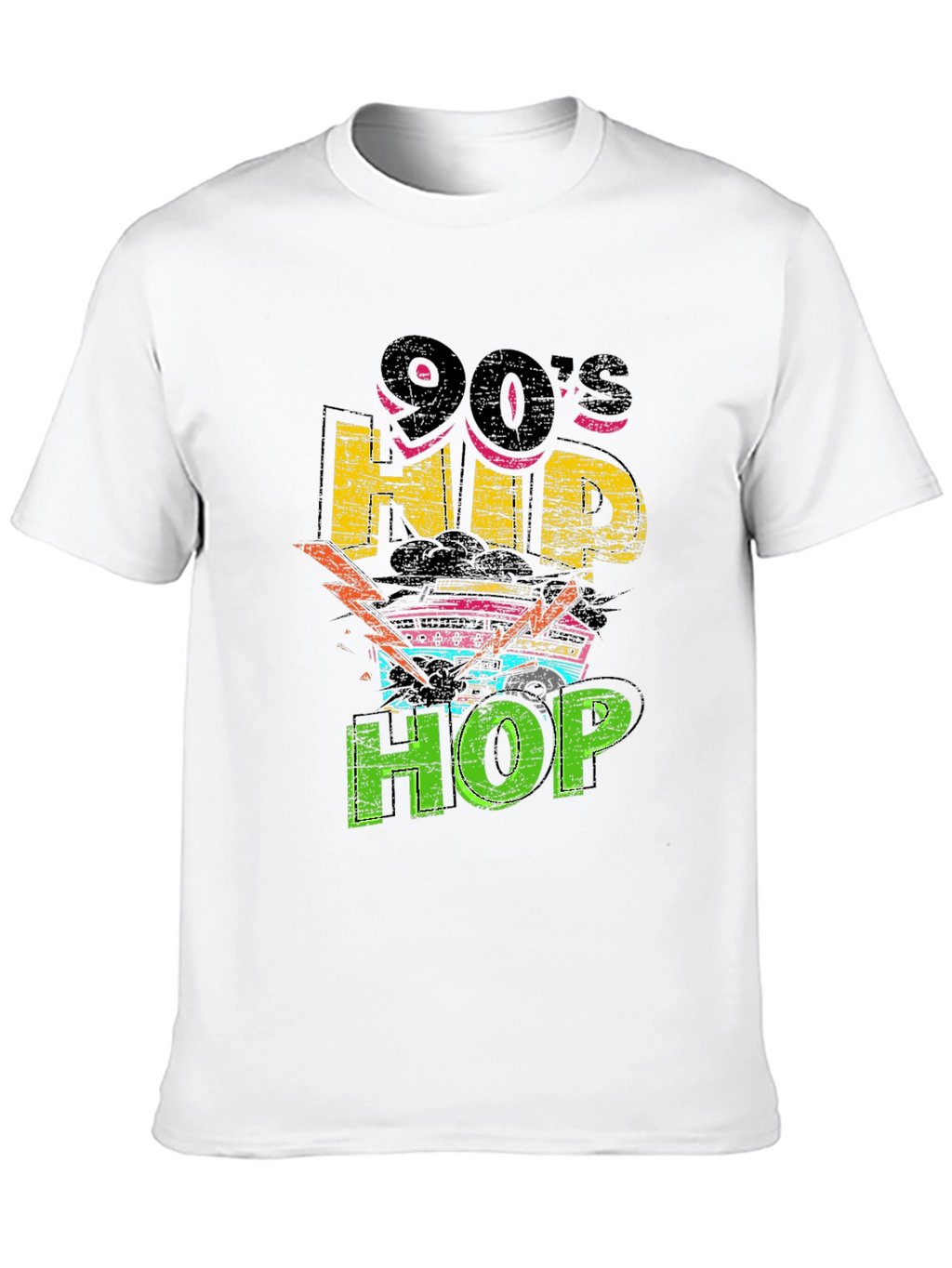 90s Hip Hop Graphic Print Black T-Shirt