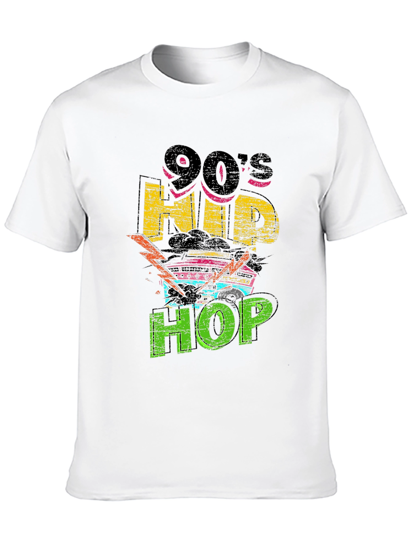 90s Hip Hop Graphic Print Black T-Shirt