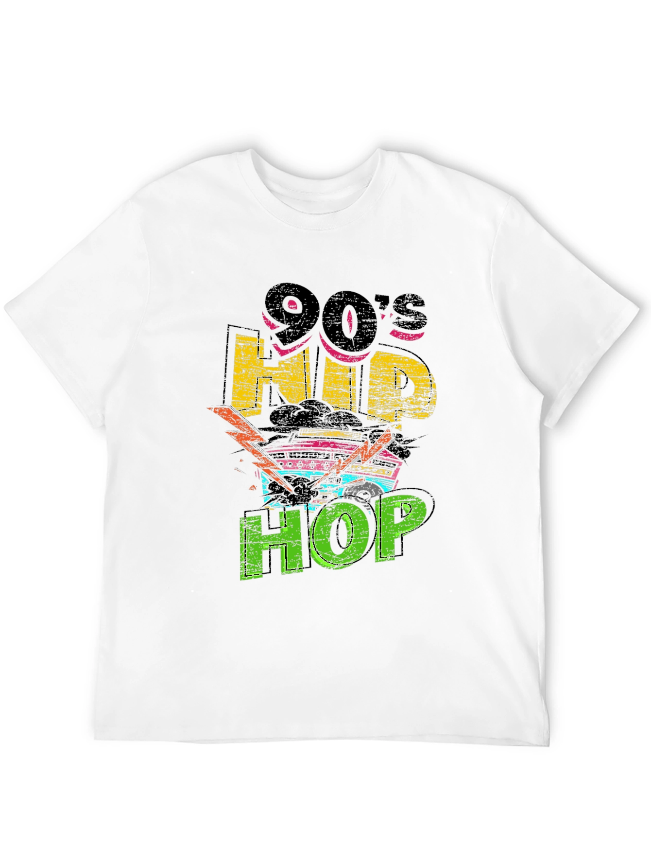 90s Hip Hop Graphic Print Black T-Shirt