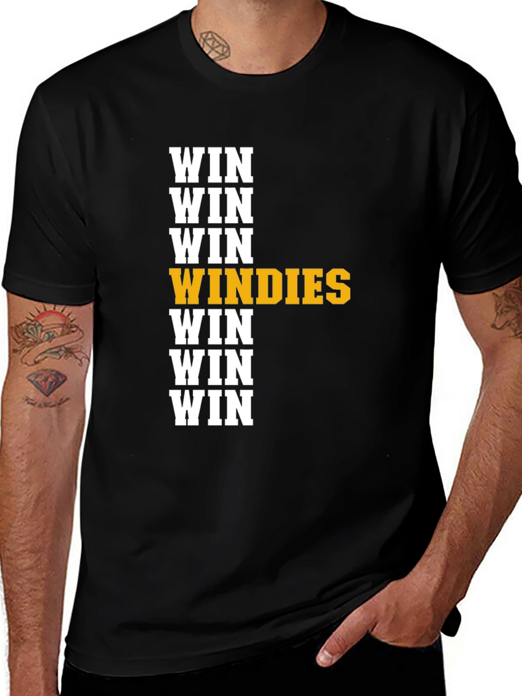 Win Windies T-Shirt - Black Crew Neck Tee