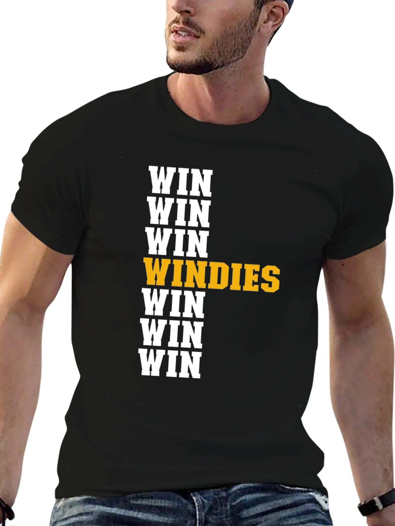 Win Windies T-Shirt - Black Crew Neck Tee