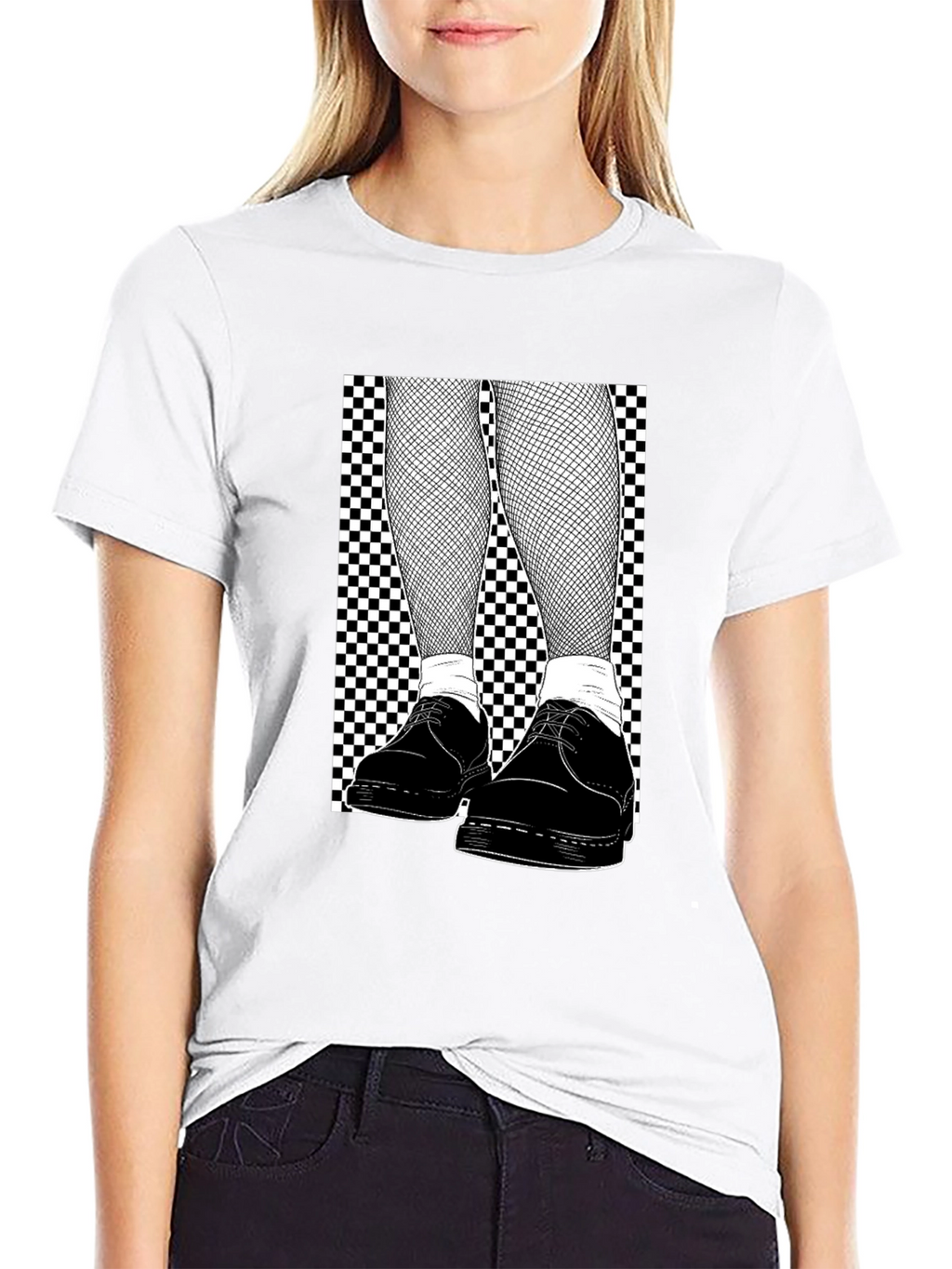 Checkered Fishnet T-Shirt