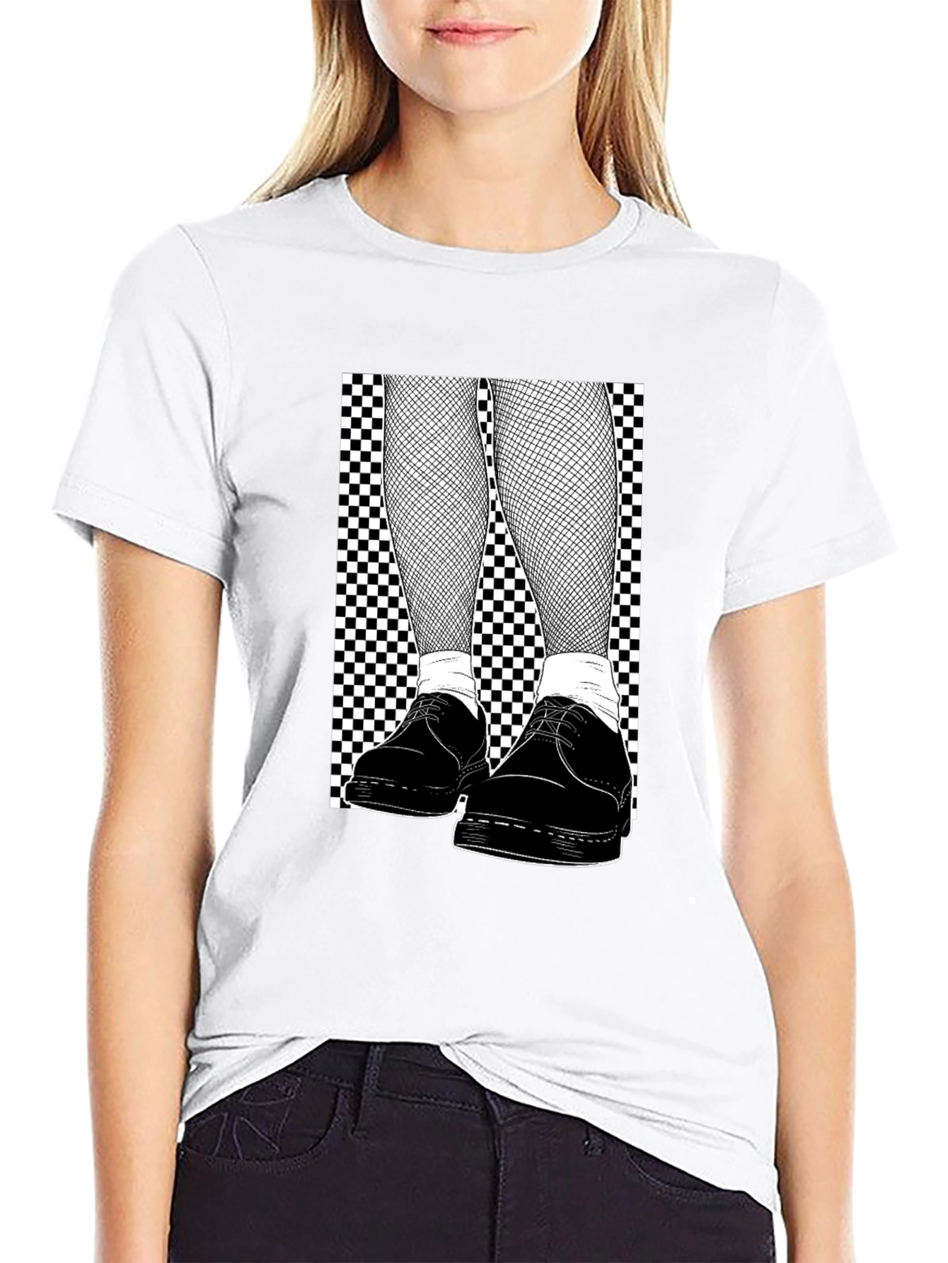 Checkered Fishnet T-Shirt