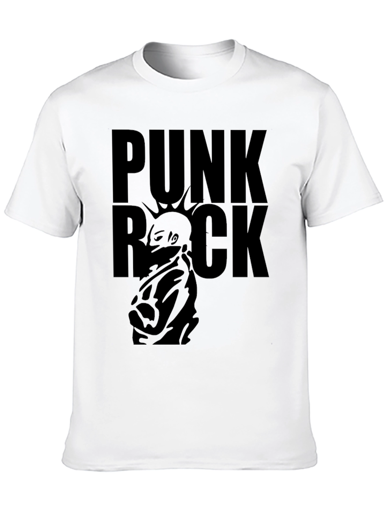 Punk Rock Graphic Tee - Black Cotton T-Shirt