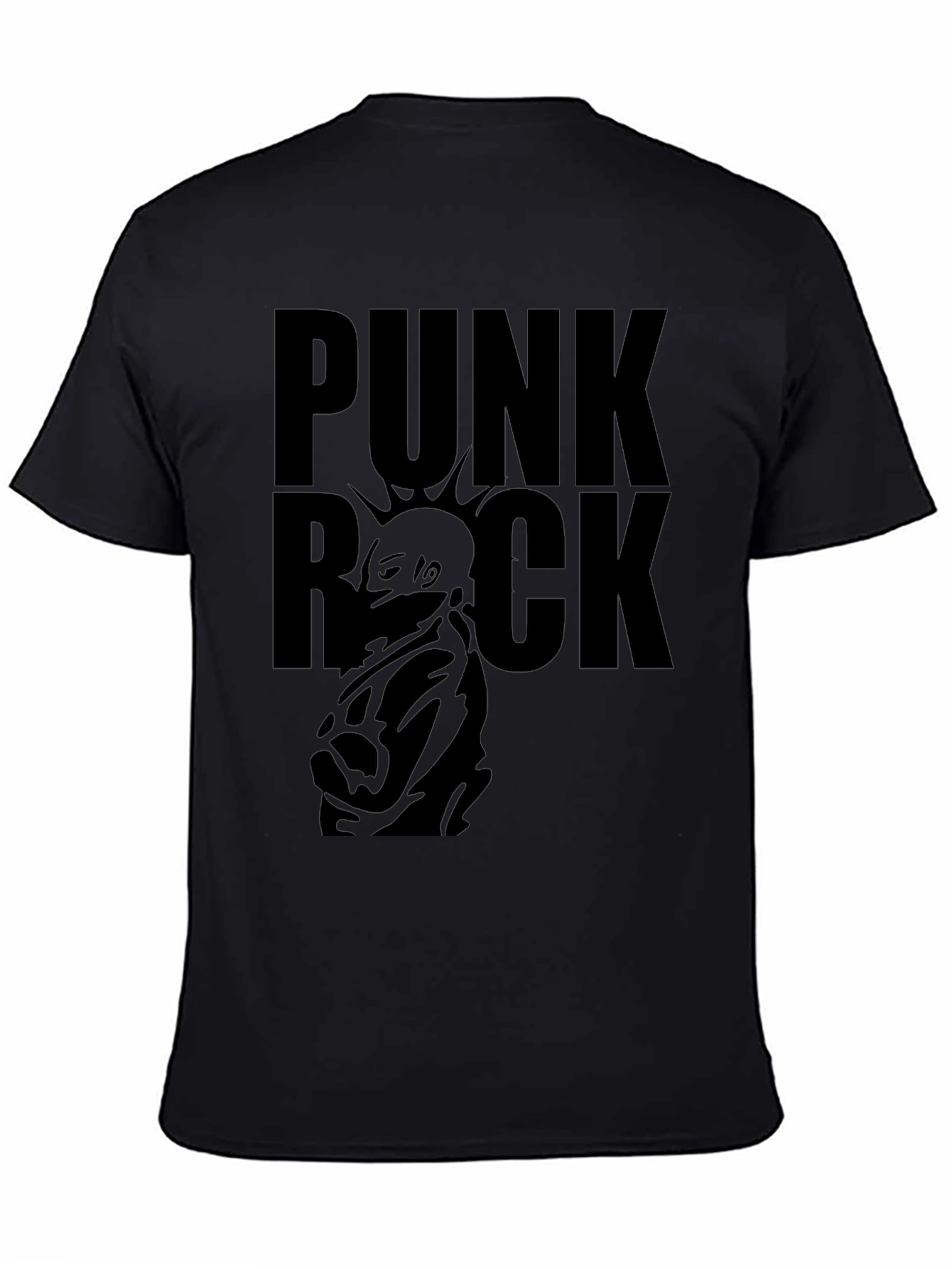 Punk Rock Graphic Tee - Black Cotton T-Shirt
