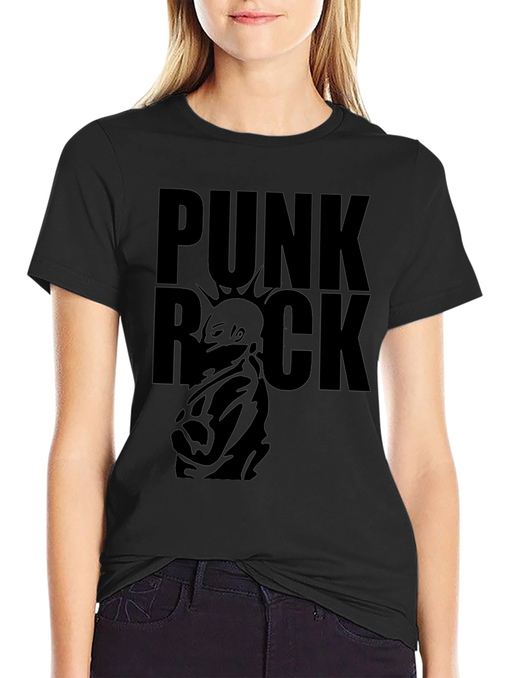 Punk Rock Graphic Tee - Black Cotton T-Shirt