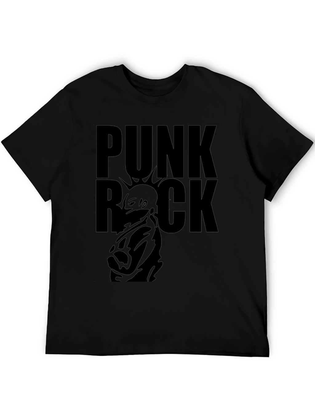 Punk Rock Graphic Tee - Black Cotton T-Shirt