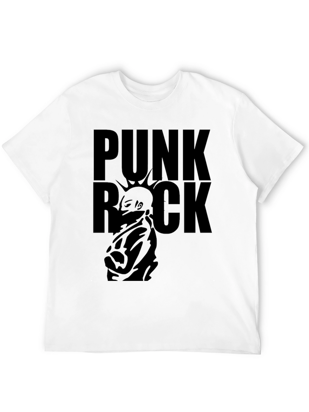 Punk Rock Graphic Tee - Black Cotton T-Shirt
