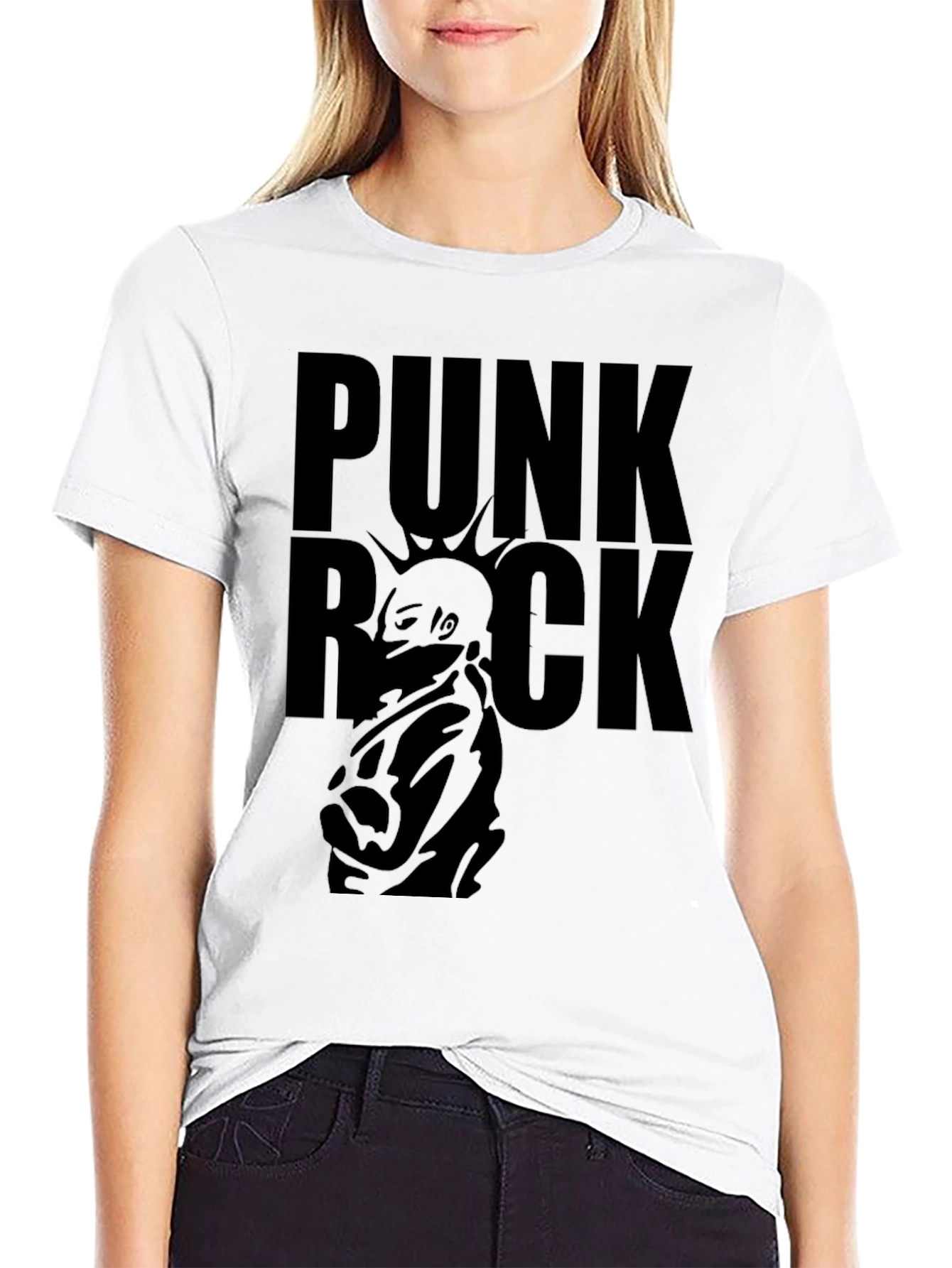 Punk Rock Graphic Tee - Black Cotton T-Shirt