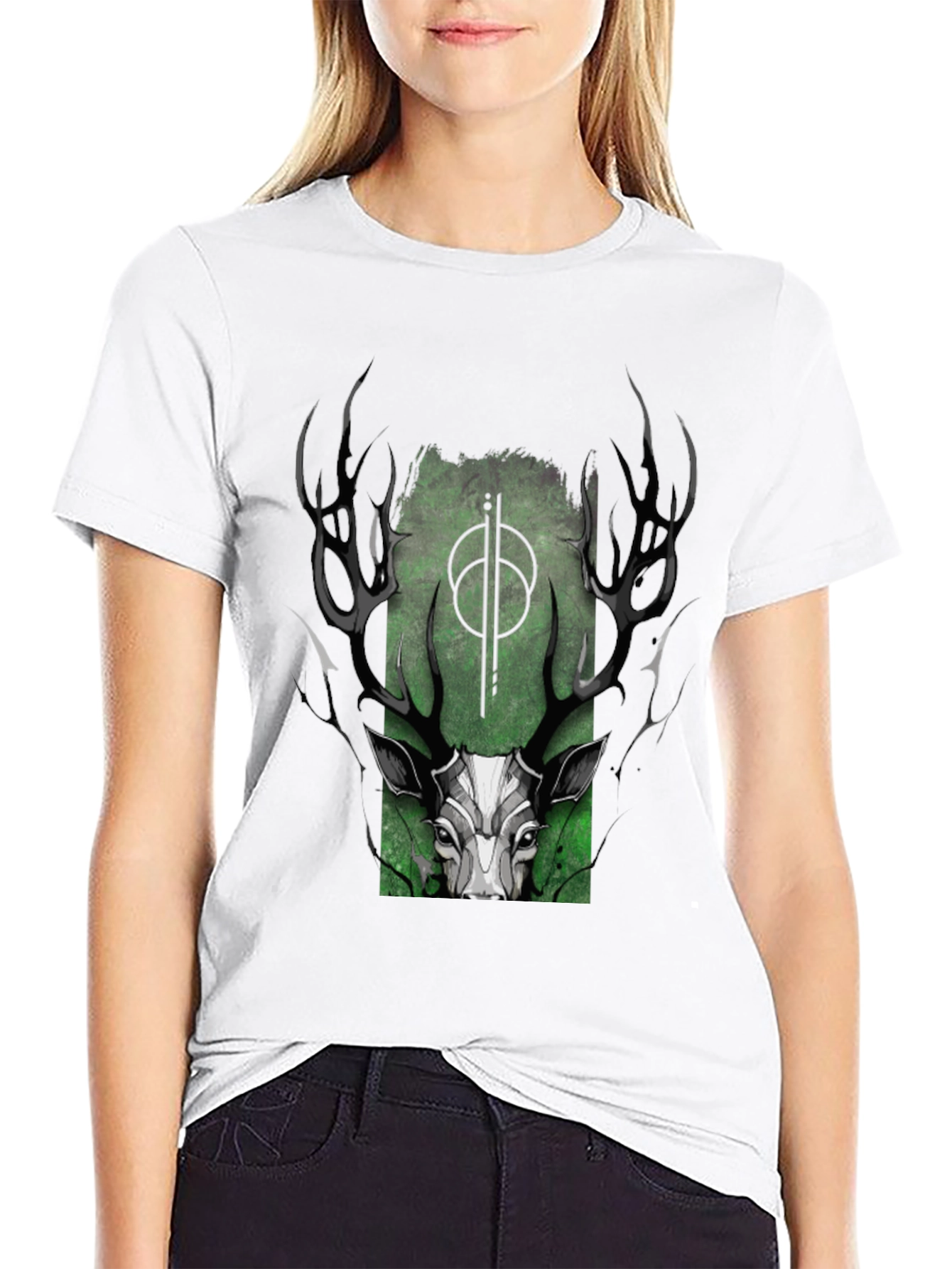 Mystic Deer Graphic T-Shirt - Black