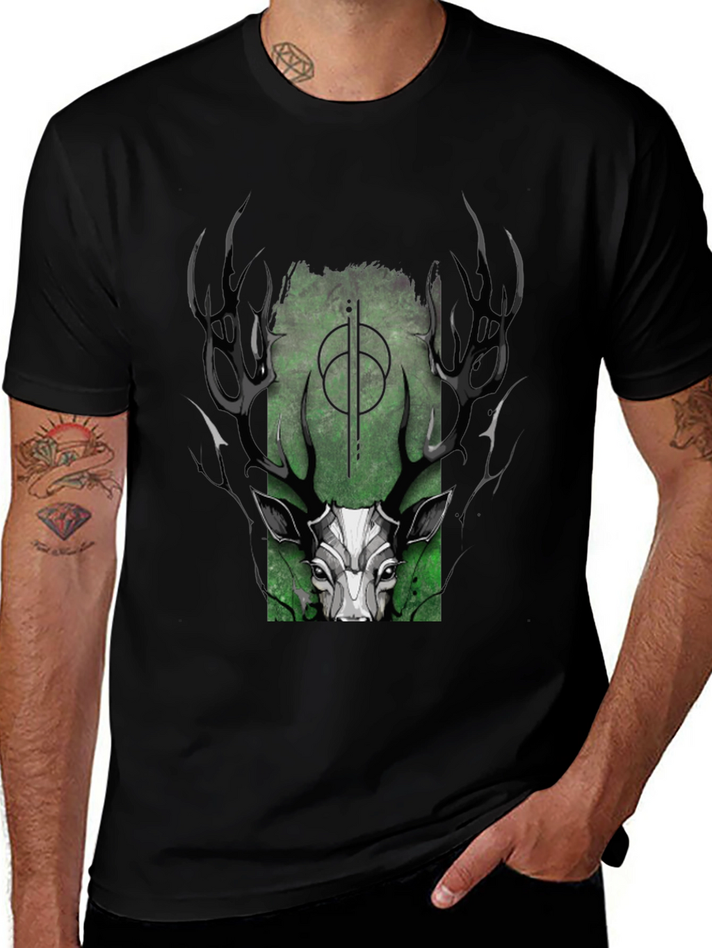 Mystic Deer Graphic T-Shirt - Black