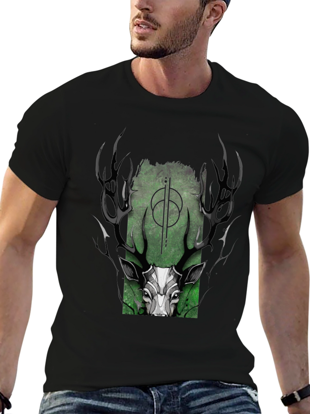 Mystic Deer Graphic T-Shirt - Black
