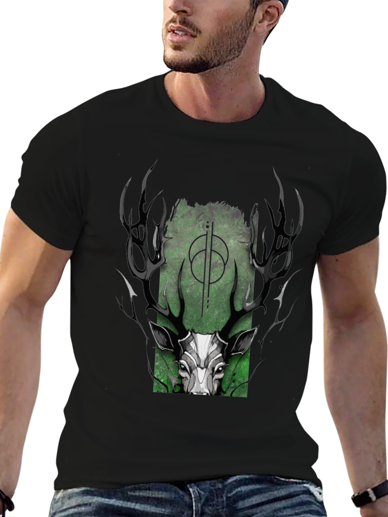 Mystic Deer Graphic T-Shirt - Black