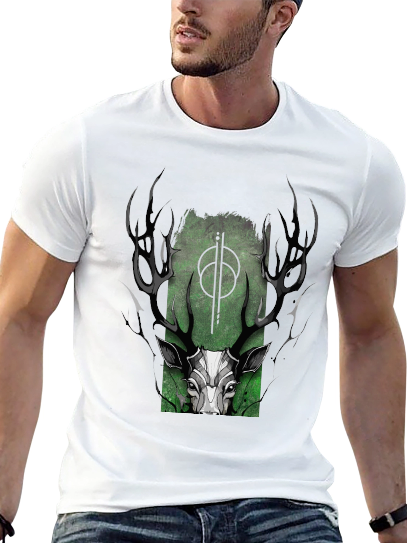 Mystic Deer Graphic T-Shirt - Black