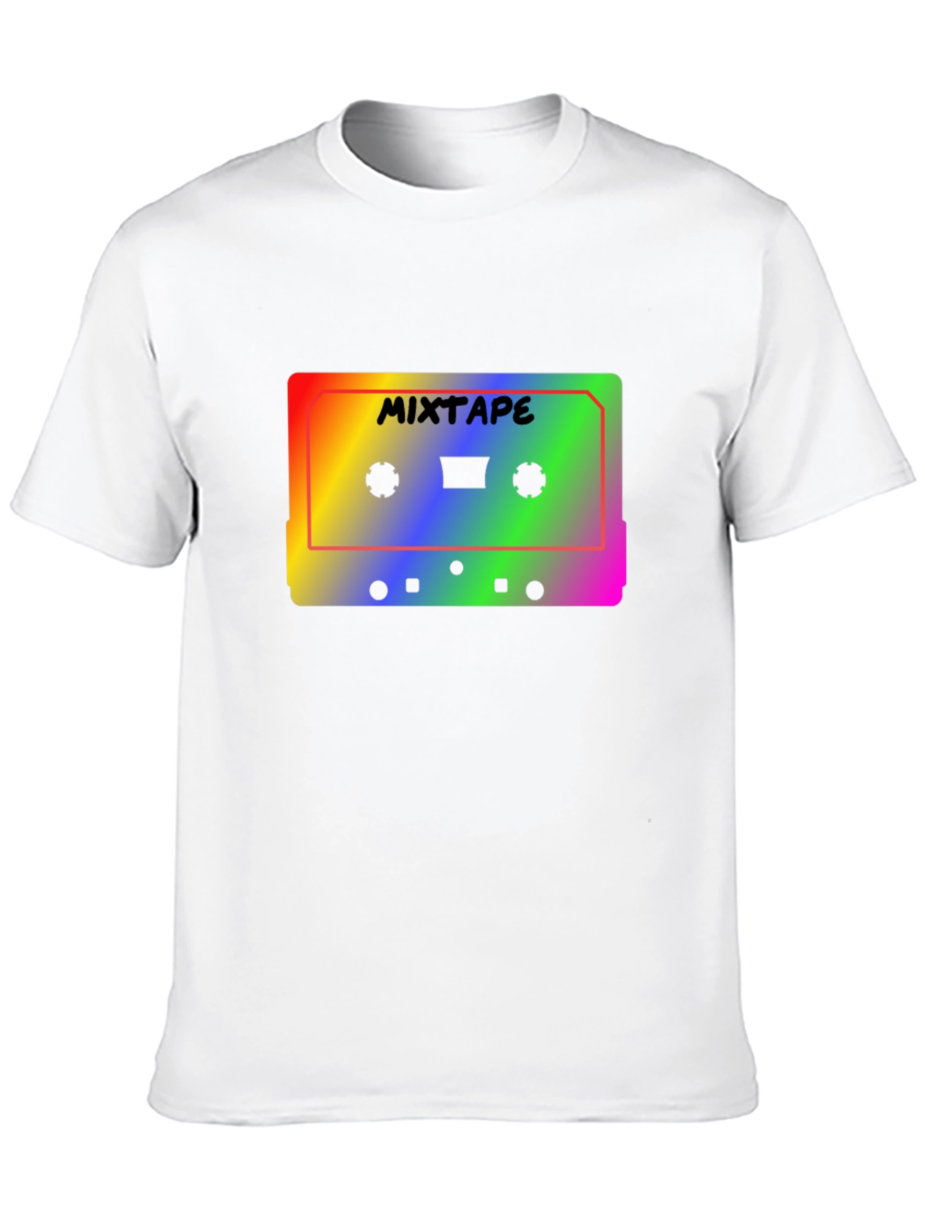 Retro Mixtape T-Shirt - Rainbow Cassette Tape Design