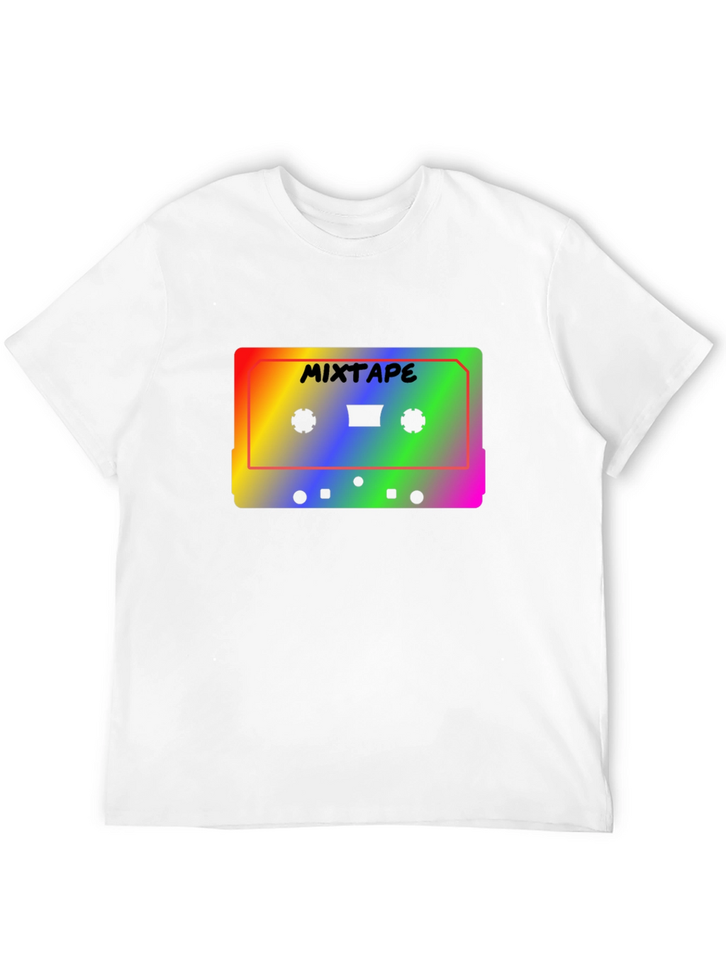 Retro Mixtape T-Shirt - Rainbow Cassette Tape Design