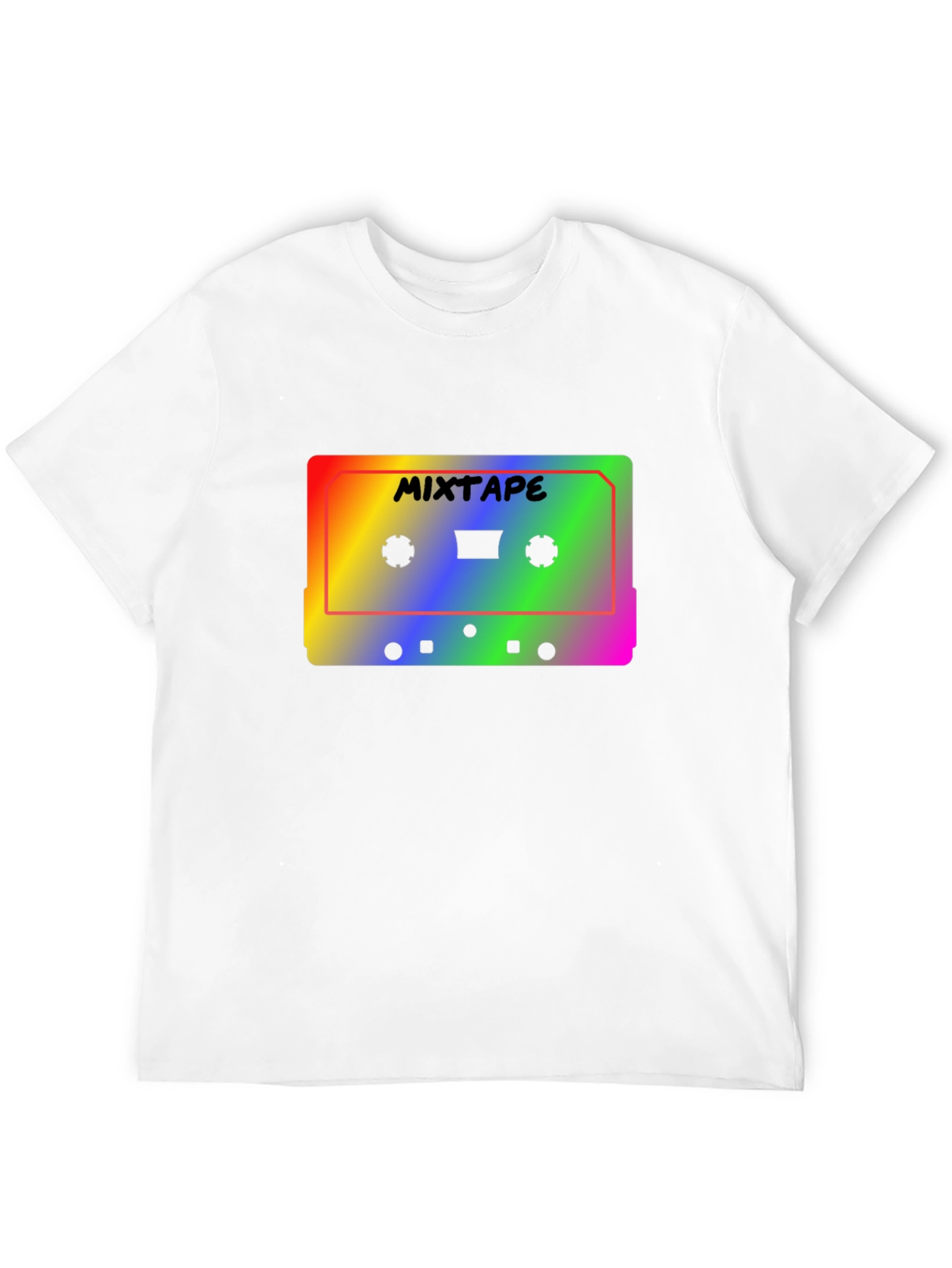 Retro Mixtape T-Shirt - Rainbow Cassette Tape Design