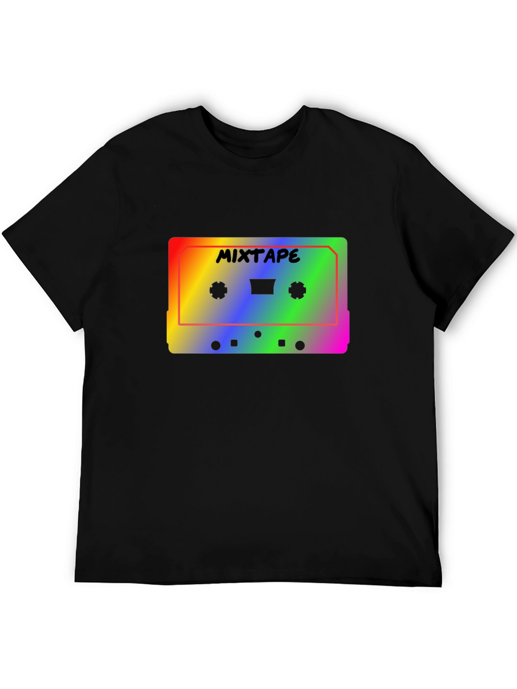 Retro Mixtape T-Shirt - Rainbow Cassette Tape Design