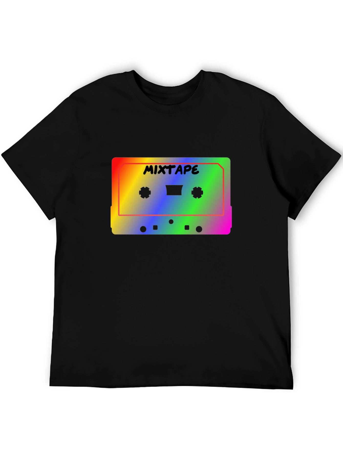Retro Mixtape T-Shirt - Rainbow Cassette Tape Design