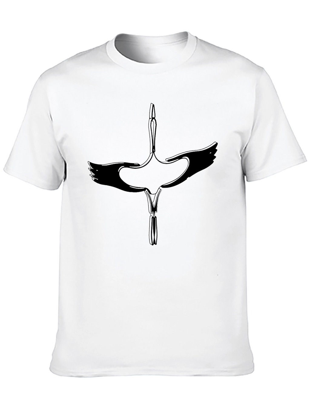 Crane Graphic Black T-Shirt - Modern Casual Wear