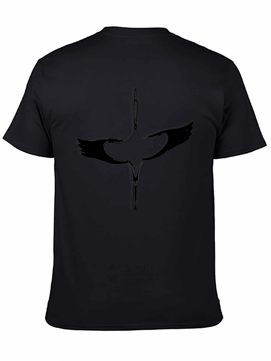 Crane Graphic Black T-Shirt - Modern Casual Wear