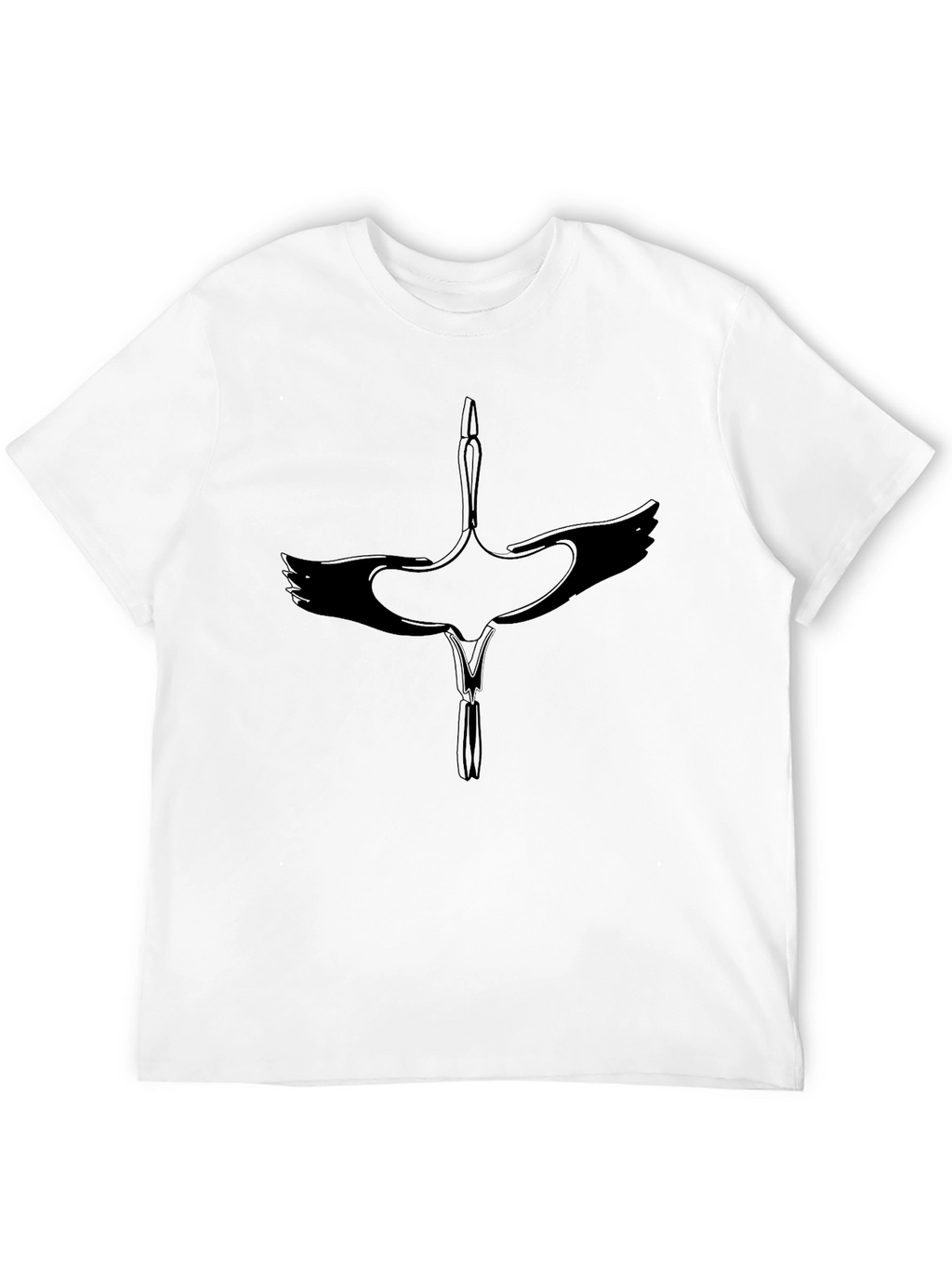 Crane Graphic Black T-Shirt - Modern Casual Wear