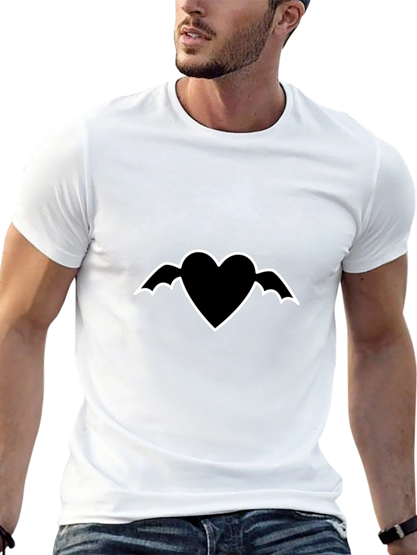 Heart with Wings Graphic Black T-Shirt