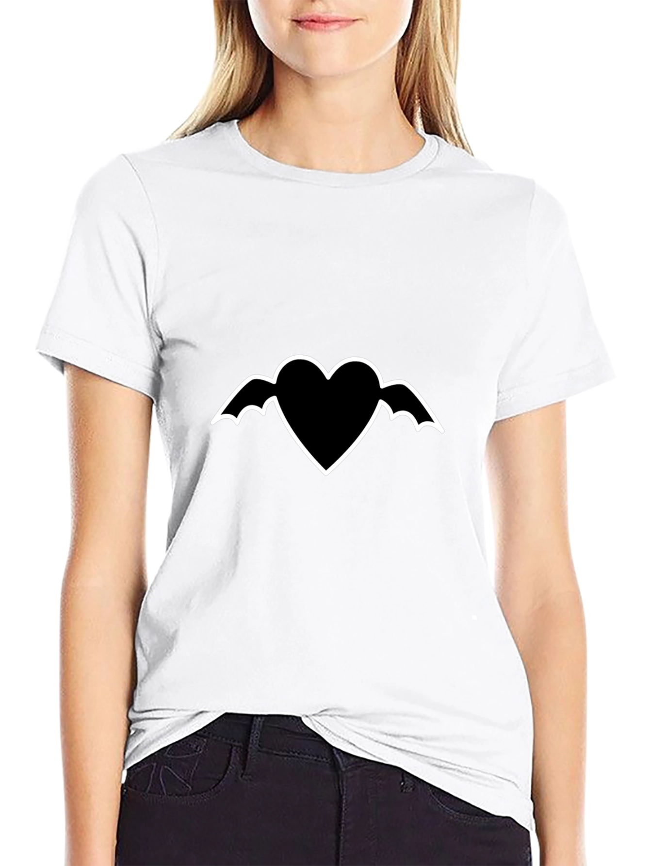 Heart with Wings Graphic Black T-Shirt