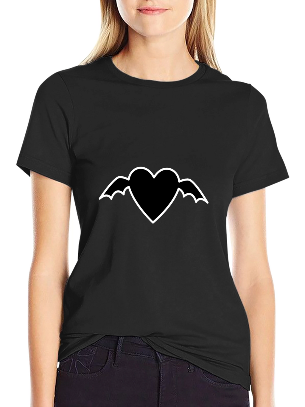 Heart with Wings Graphic Black T-Shirt