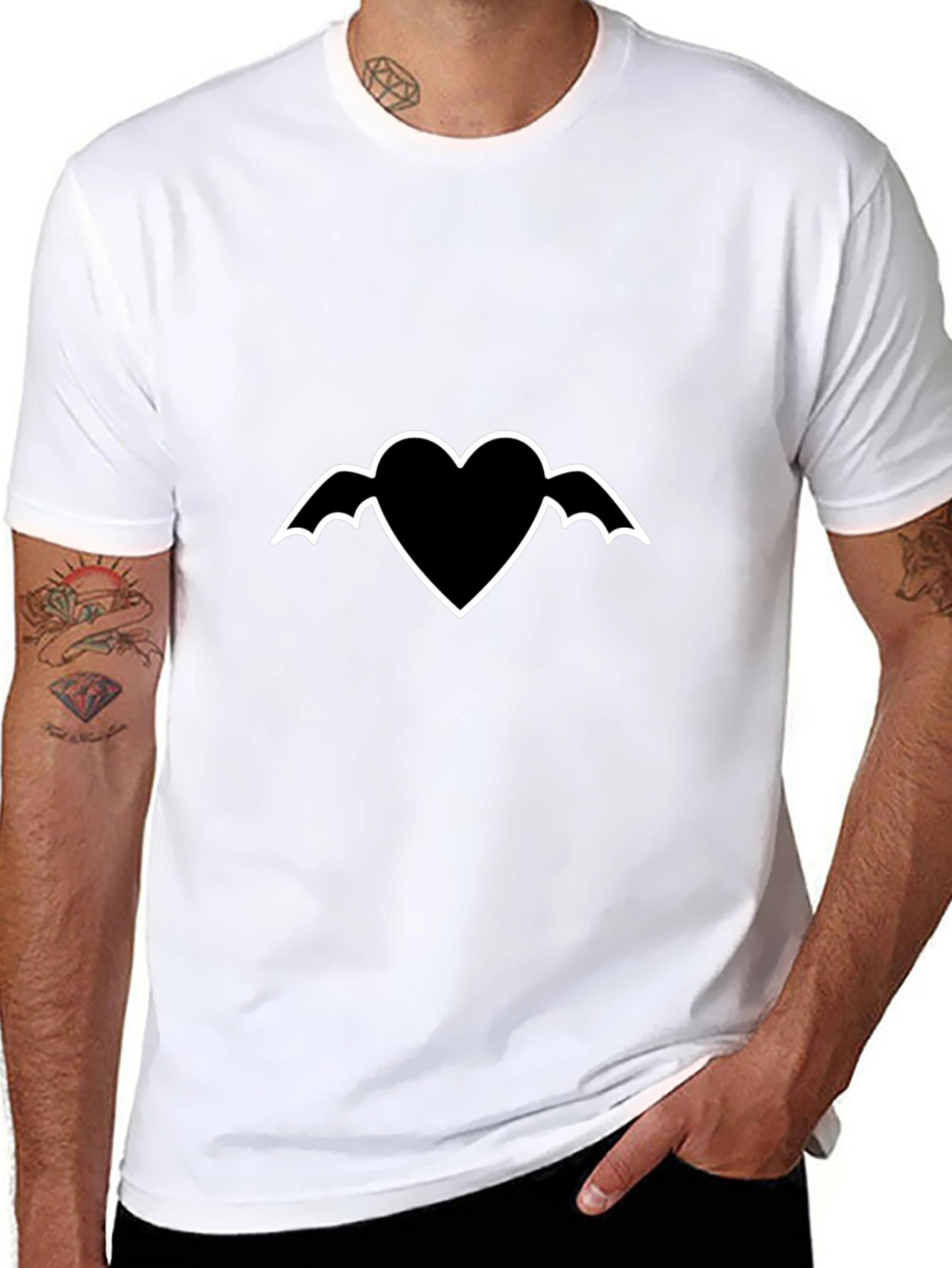 Heart with Wings Graphic Black T-Shirt