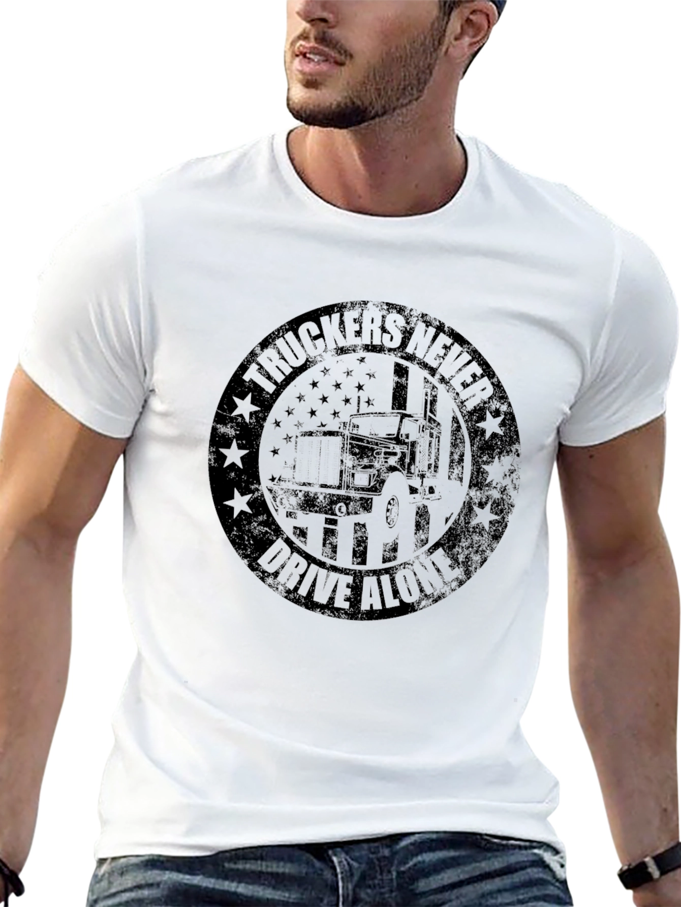 Truckers Never Drive Alone Graphic T-Shirt