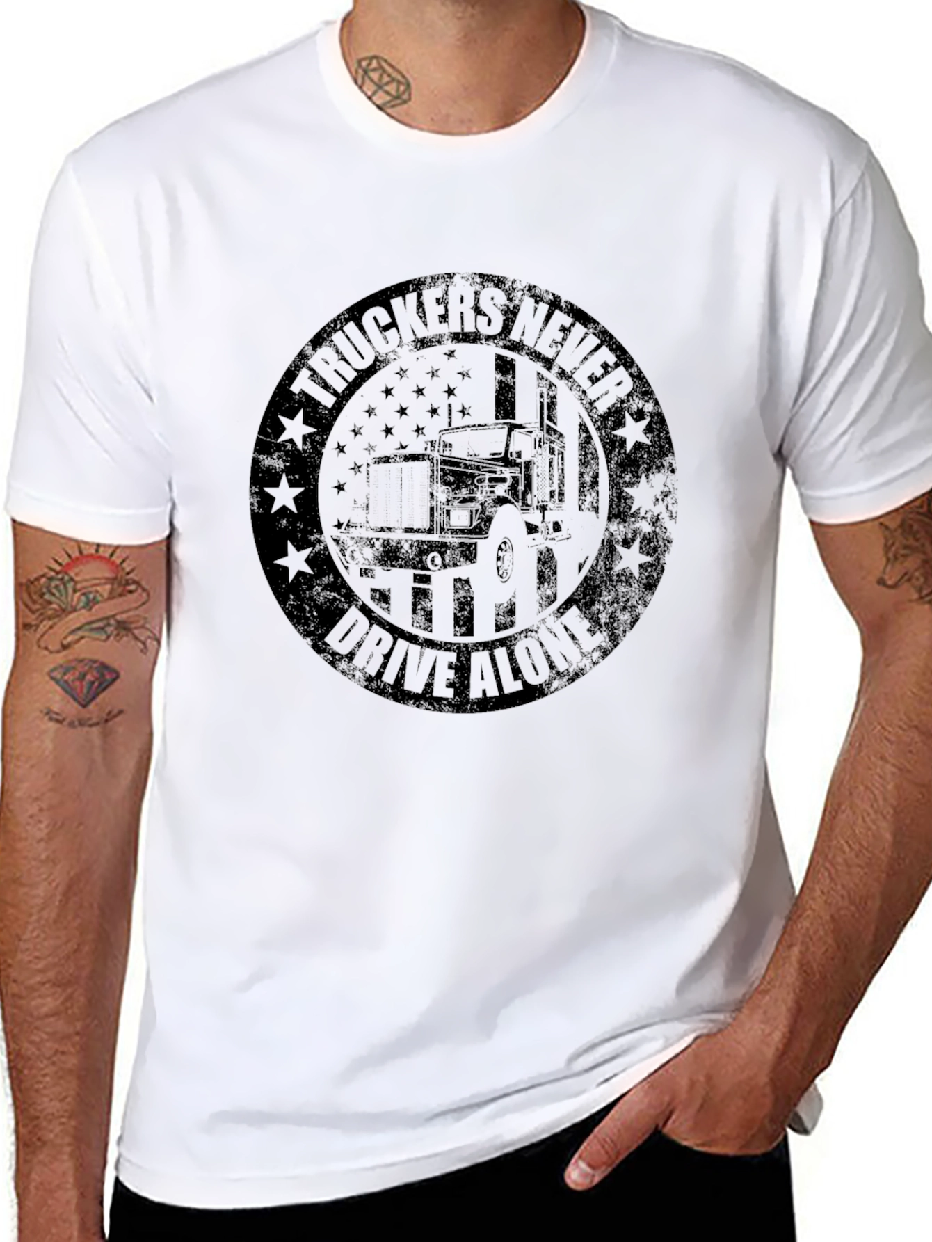 Truckers Never Drive Alone Graphic T-Shirt
