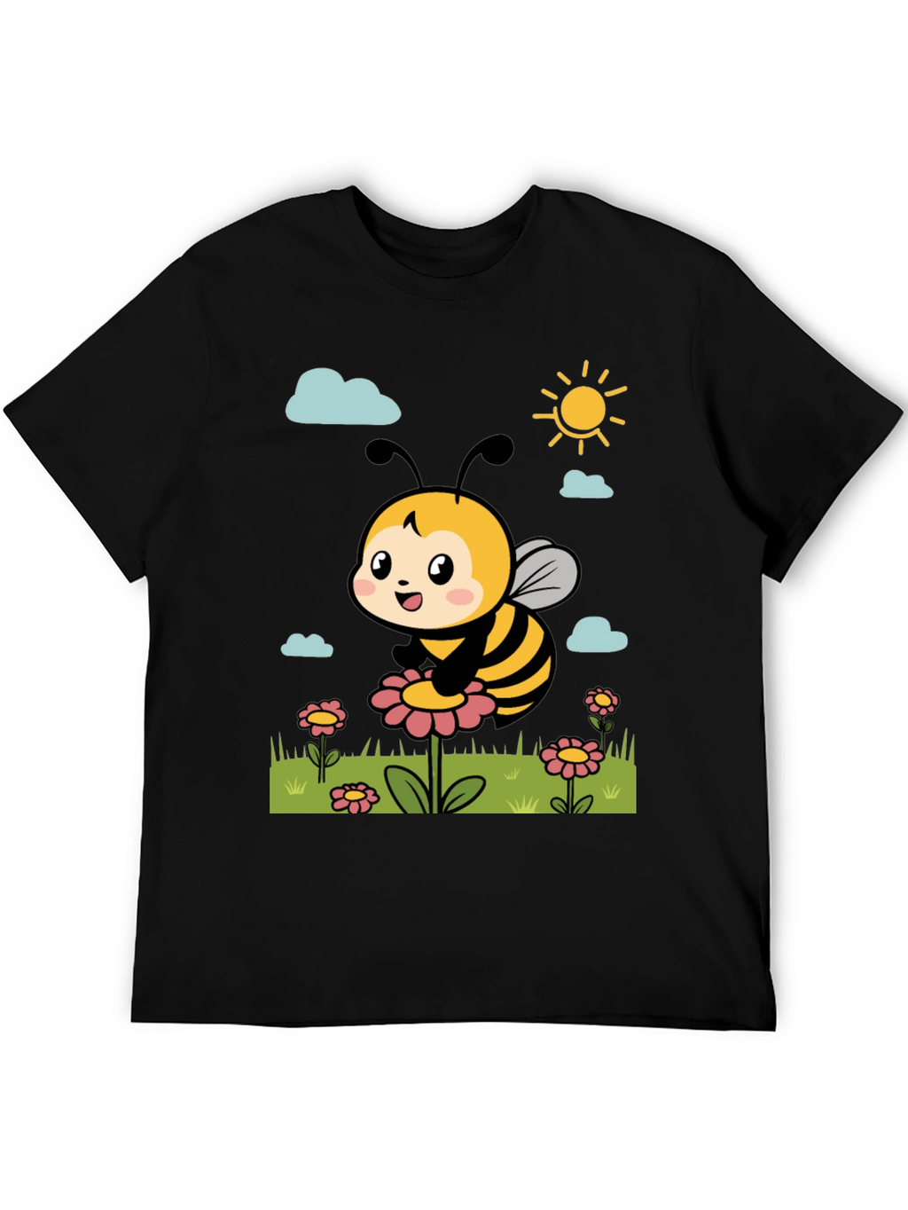 Cute Bee Graphic Tee - Black T-Shirt