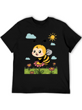 Cute Bee Graphic Tee - Black T-Shirt