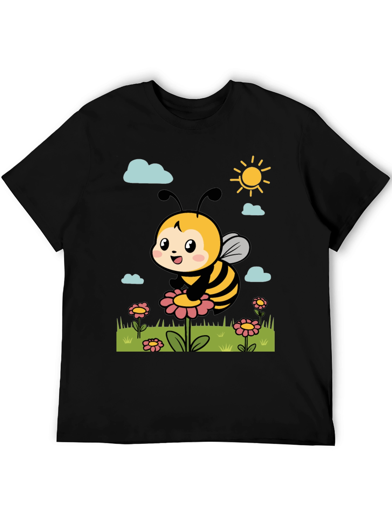 Cute Bee Graphic Tee - Black T-Shirt