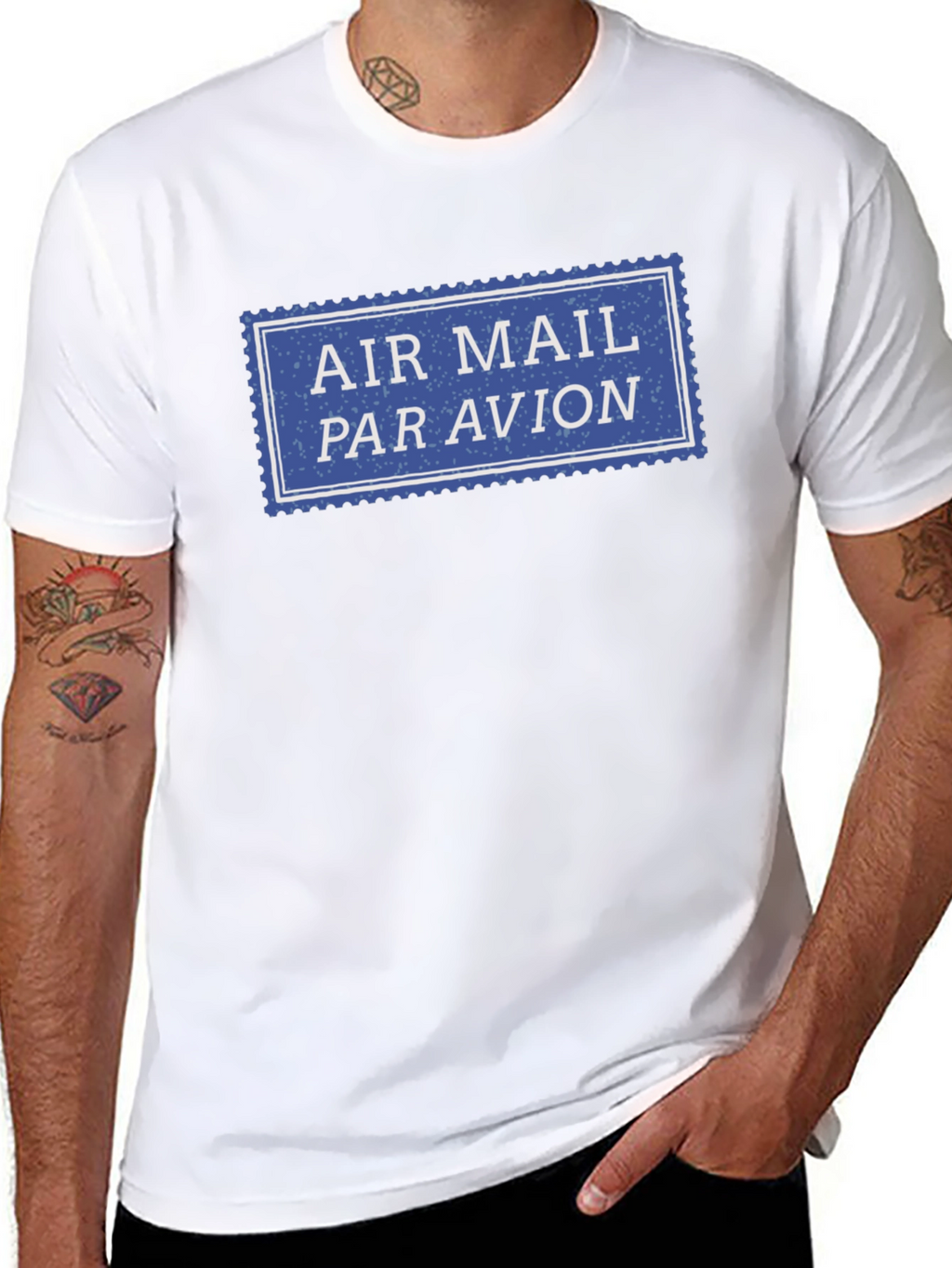 Air Mail Par Avion Stamp T-Shirt - Classic Style