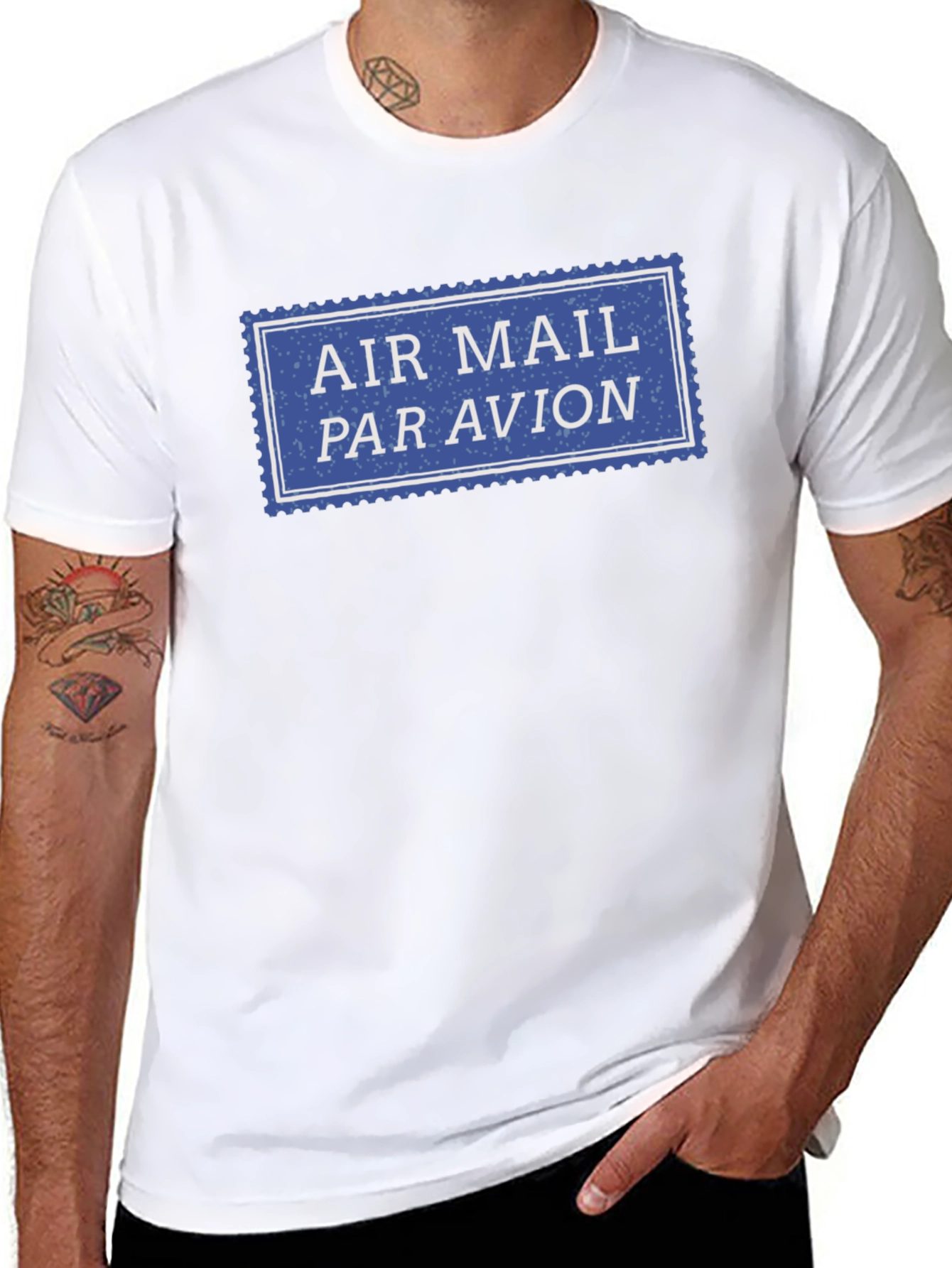 Air Mail Par Avion Stamp T-Shirt - Classic Style