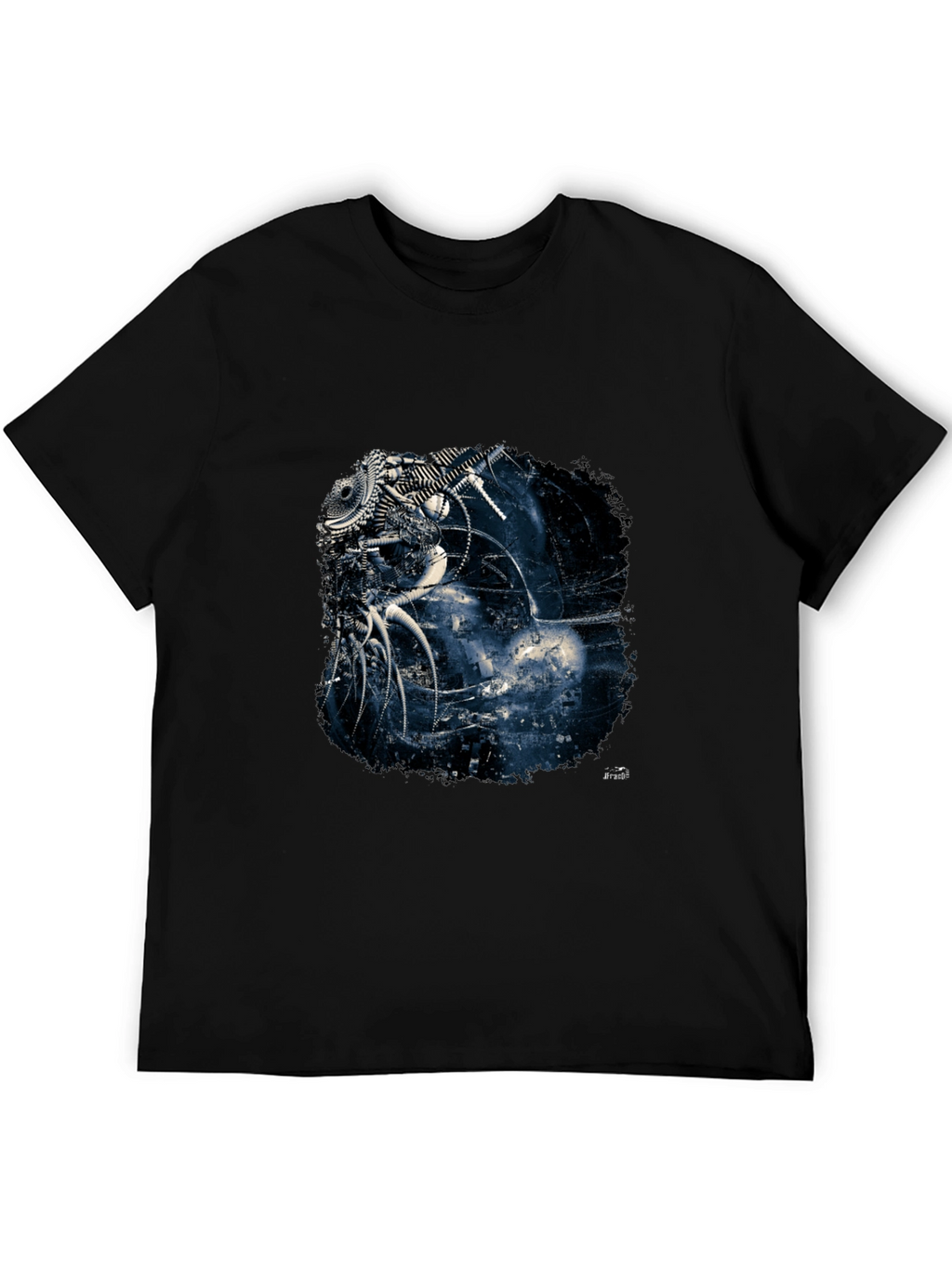 Abstract Machine Design Black T-Shirt